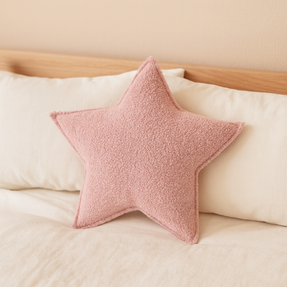 Sierkussen Ster – Kussentje - Teddy Bouclé – 45×45 cm – Zacht Roze
