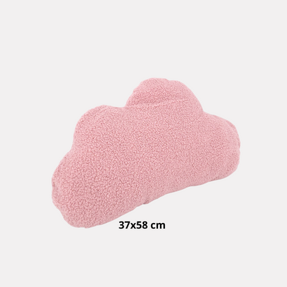 Sierkussen Wolk – Kussentje - Teddy Bouclé – 37×58 cm – Zacht Roze