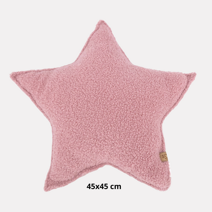 Sierkussen Ster – Kussentje - Teddy Bouclé – 45×45 cm – Zacht Roze