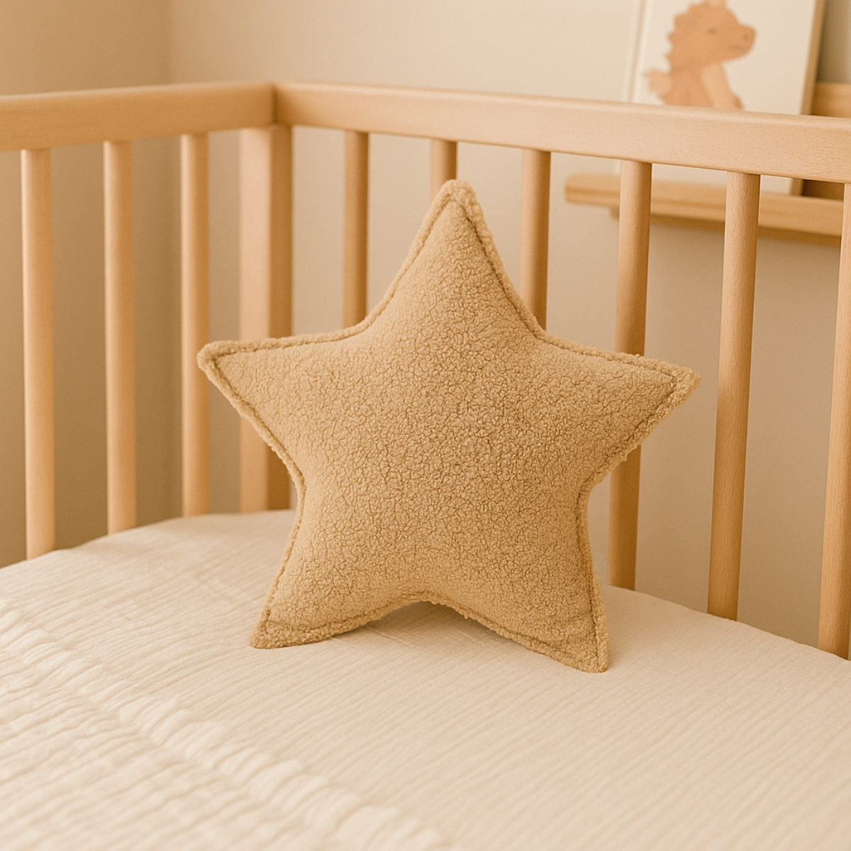 Sierkussen Ster – Kussentje - Teddy Bouclé – 45×45 cm – Beige