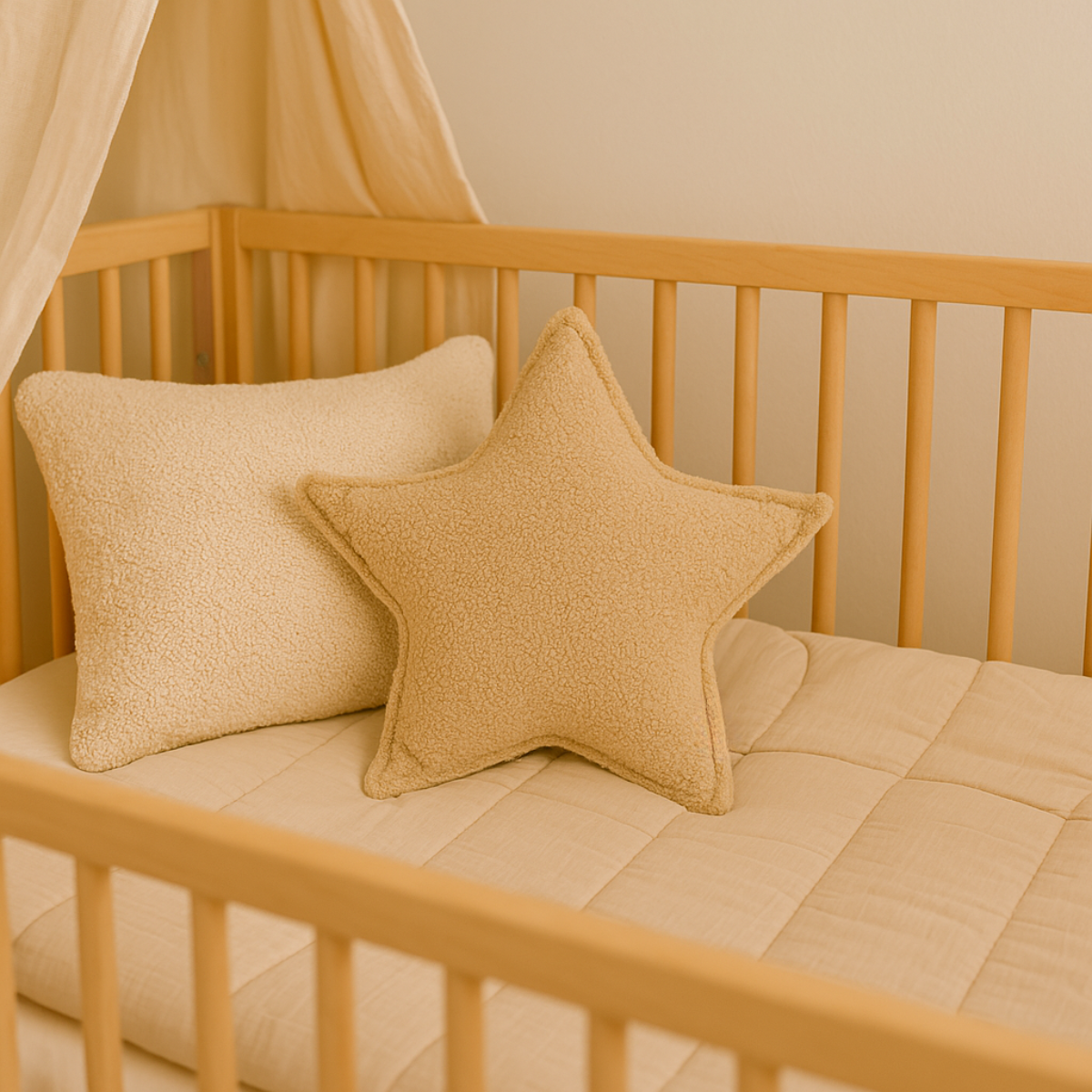 Sierkussen Ster – Kussentje - Teddy Bouclé – 45×45 cm – Beige