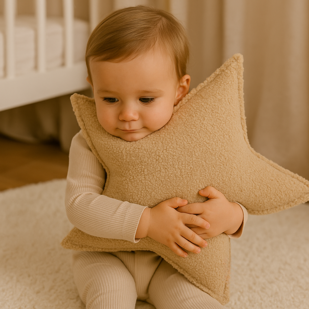 Sierkussen Ster – Kussentje - Teddy Bouclé – 45×45 cm – Beige