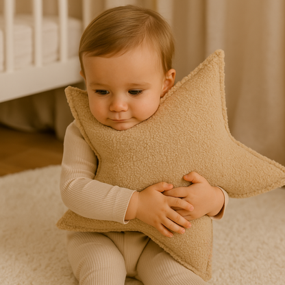 Sierkussen Ster – Kussentje - Teddy Bouclé – 45×45 cm – Beige