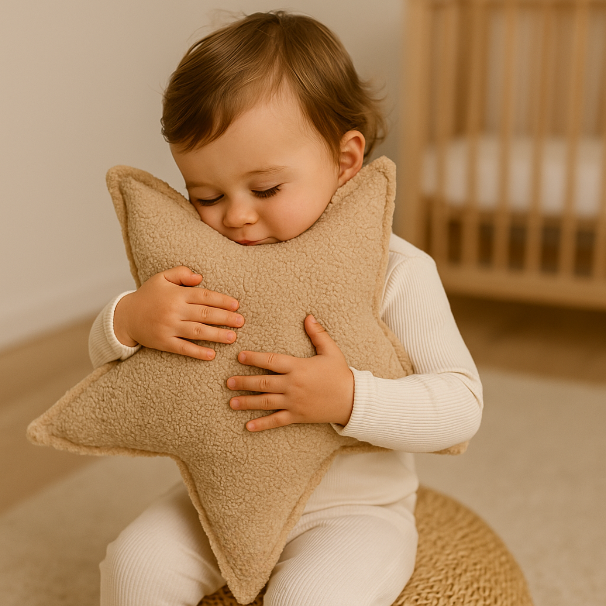 Sierkussen Ster – Kussentje - Teddy Bouclé – 45×45 cm – Beige