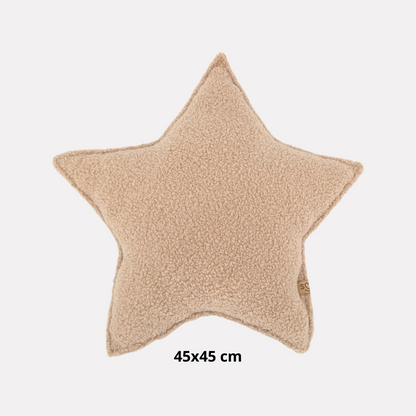 Sierkussen Ster – Kussentje - Teddy Bouclé – 45×45 cm – Beige