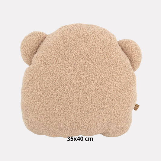 Soosie sierkussen in berenvorm van teddy bouclé, 35x40 cm, beige