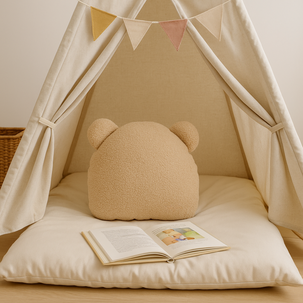 Sierkussen Beer – Kussentje - Teddy Bouclé – 35×40 cm – Beige