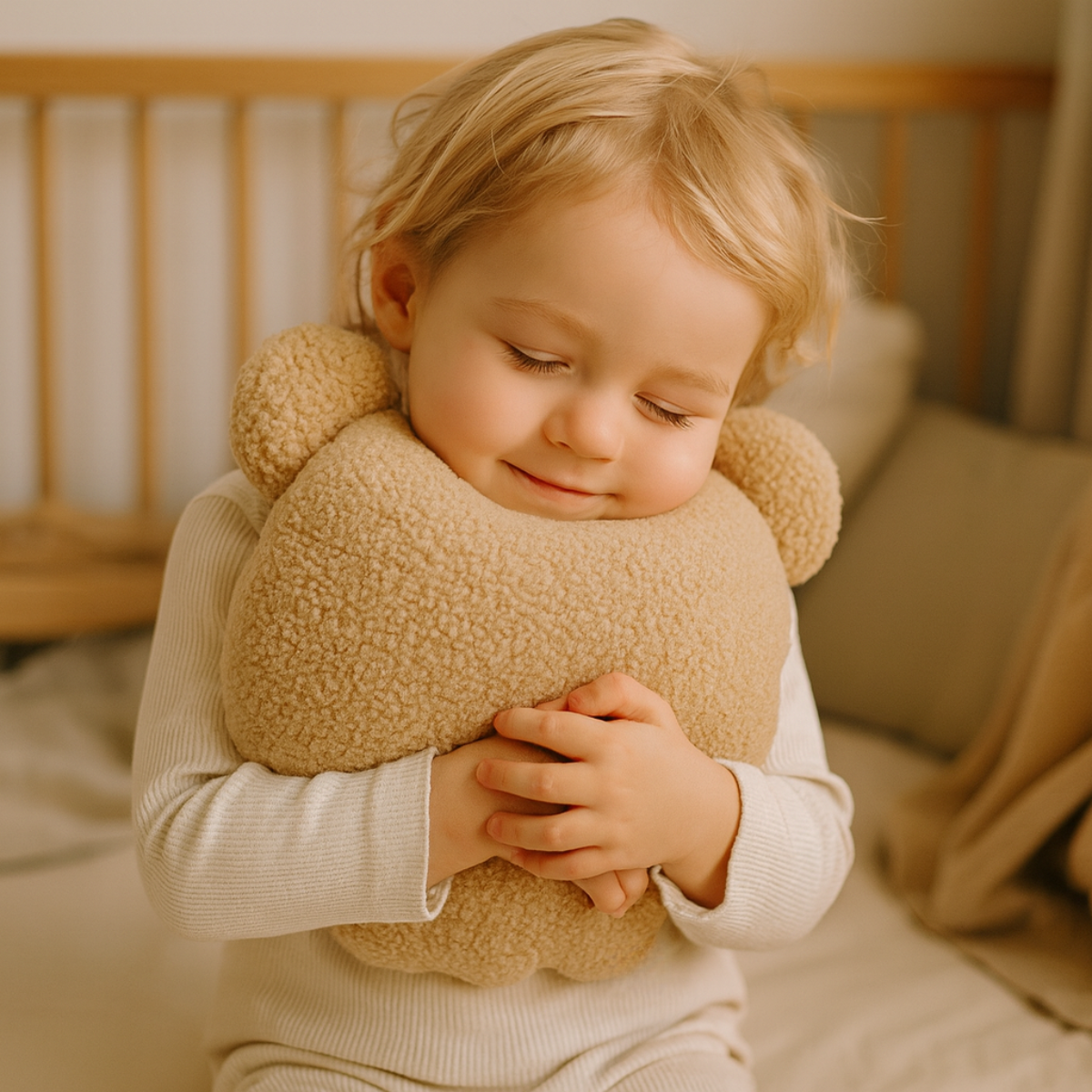 Sierkussen Beer – Kussentje - Teddy Bouclé – 35×40 cm – Beige