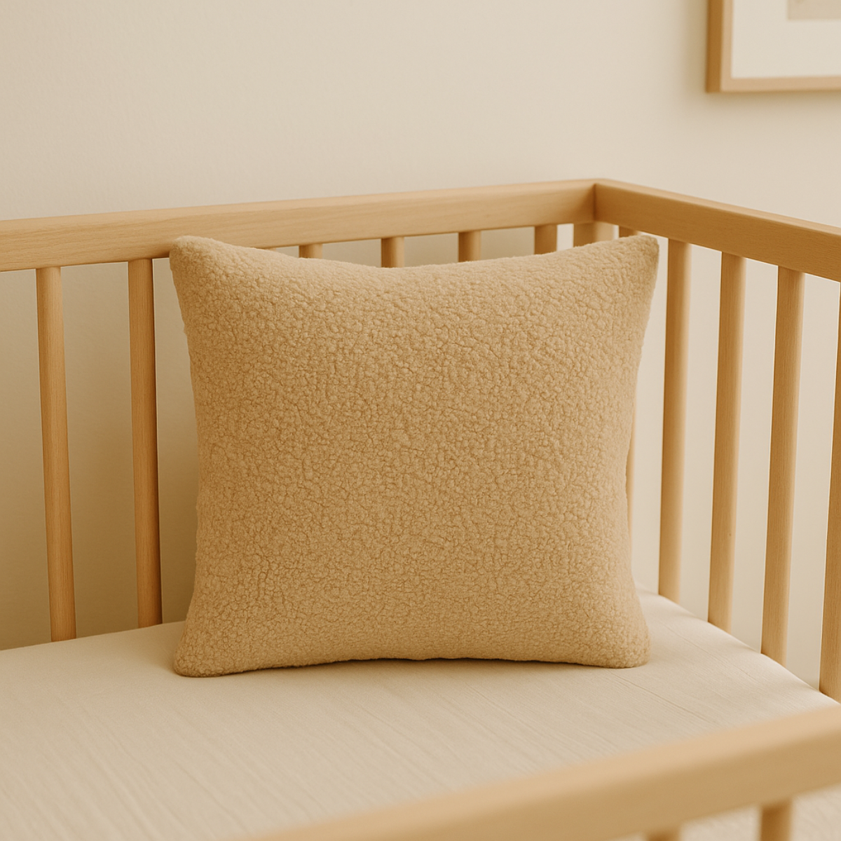 Sierkussen Vierkant – Kussentje - Teddy Bouclé – 40×40 cm – Beige