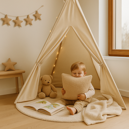 Sierkussen Vierkant – Kussentje - Teddy Bouclé – 40×40 cm – Beige