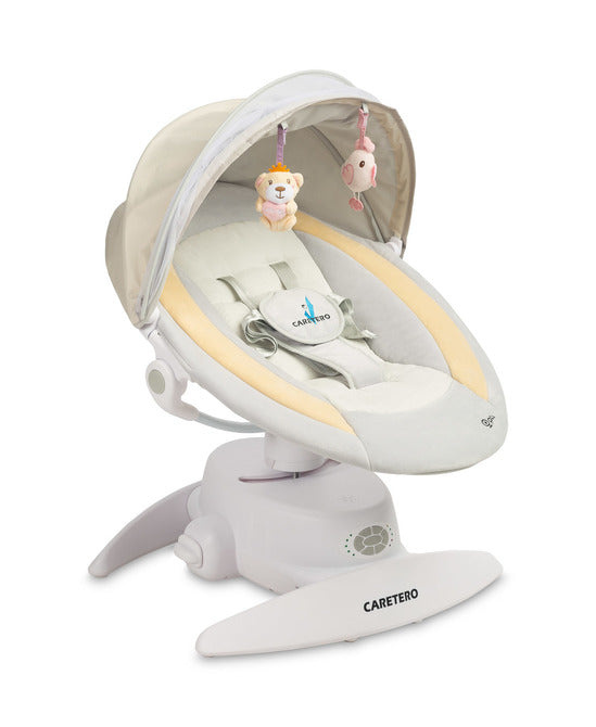 Caretero Opti elektrische babyschommel 360° met muskietennet, 0-12 maanden Beige