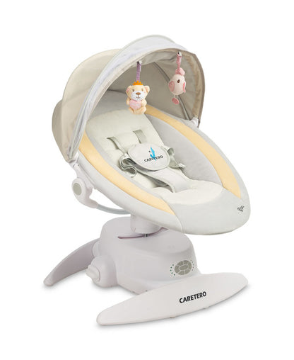 Caretero Opti elektrische babyschommel 360° met muskietennet, 0-12 maanden Beige