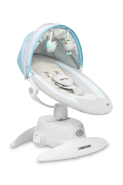 Caretero Opti elektrische babyschommel 360° met muskietennet, 0-12 maanden Blauw