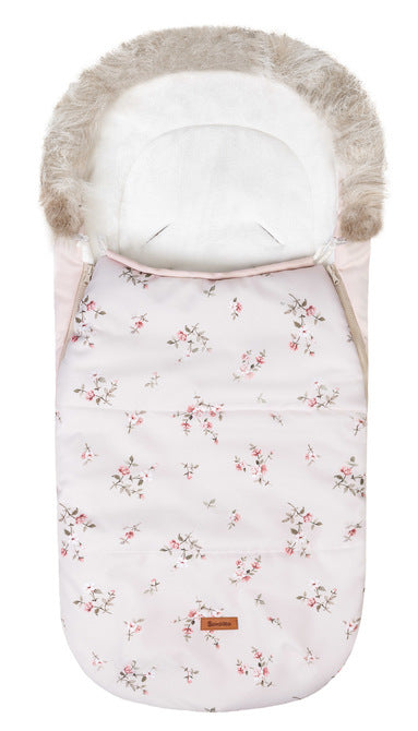 Sensillo North 3-in-1 wintervoetenzak 100 x 45 cm met capuchon en afneembaar bont Bloemen