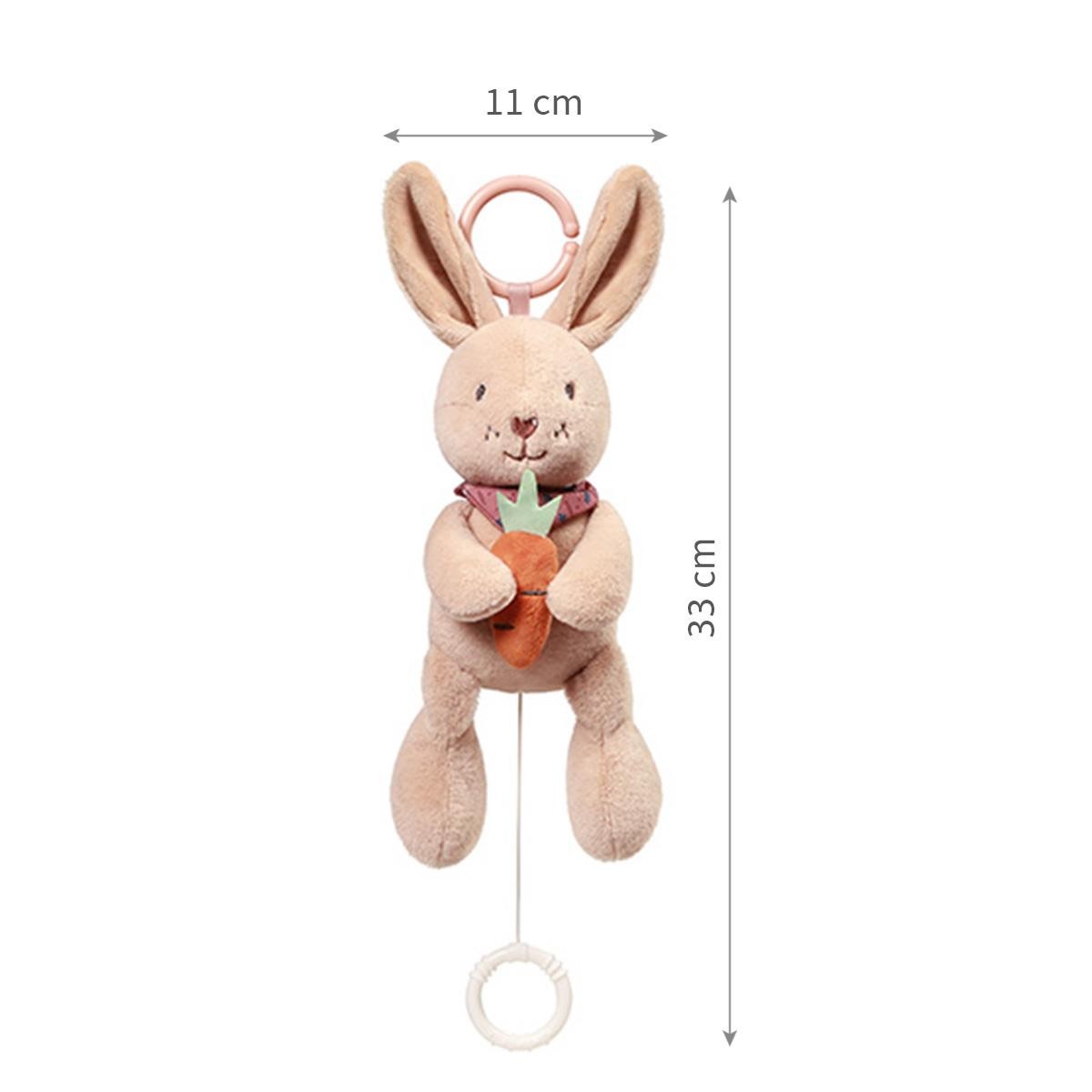 Muziekknuffel Rabbit Karo, afmeting 33 x 11 cm