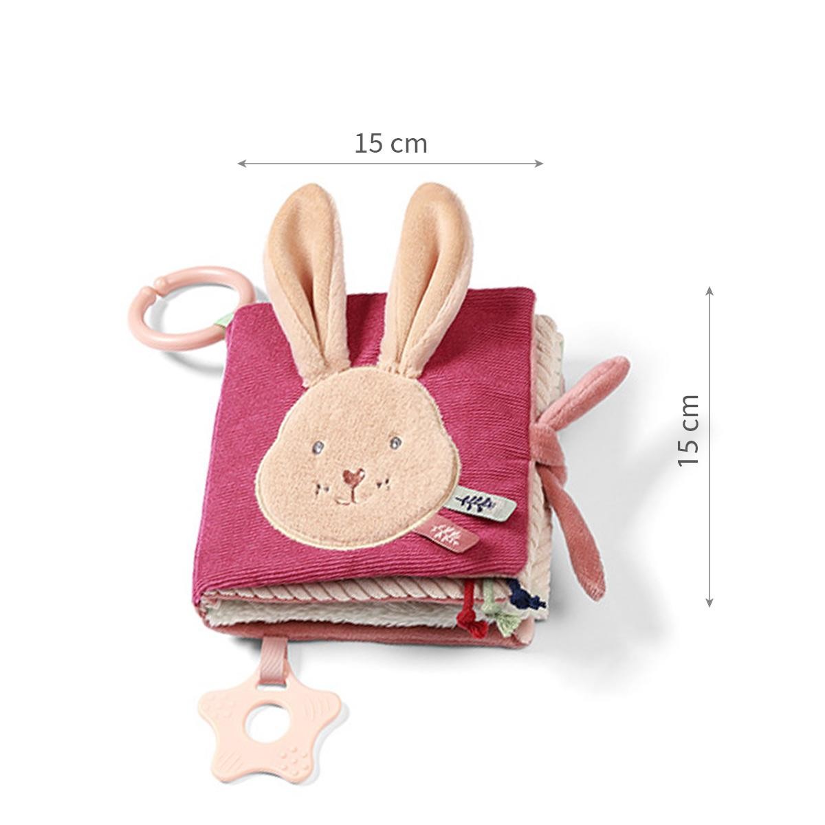 Voelboekje Rabbit Karo, afmeting 15 x 15 cm