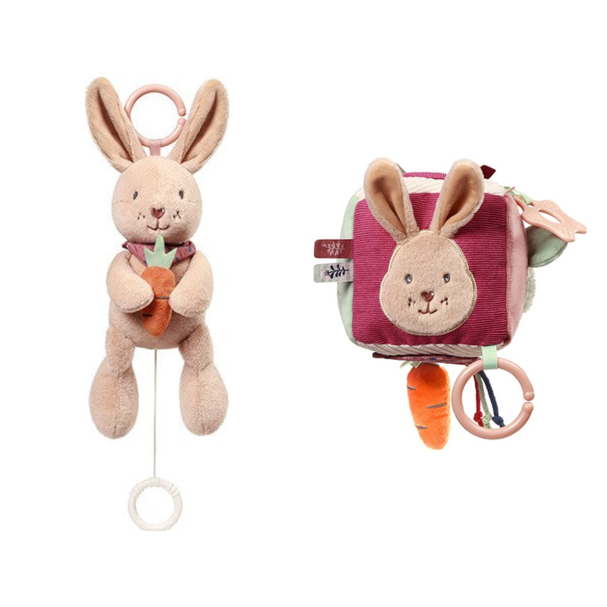 Rabbit Karo set: muziekknuffel en activiteitenkubus
