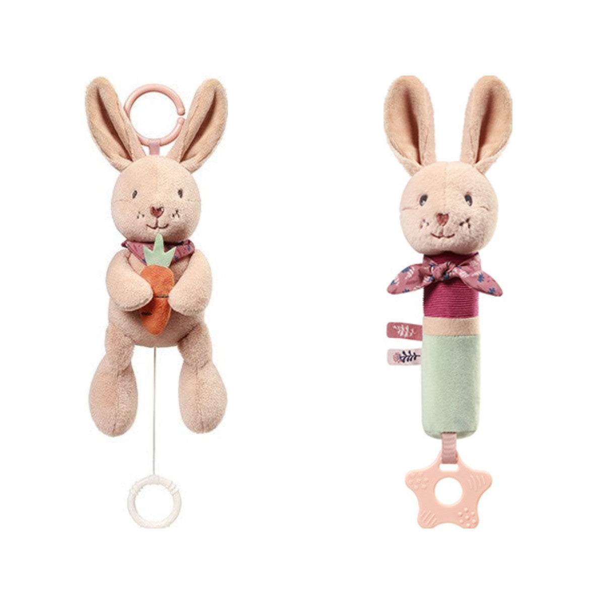 Rabbit Karo set: muziekknuffel en piepknuffel