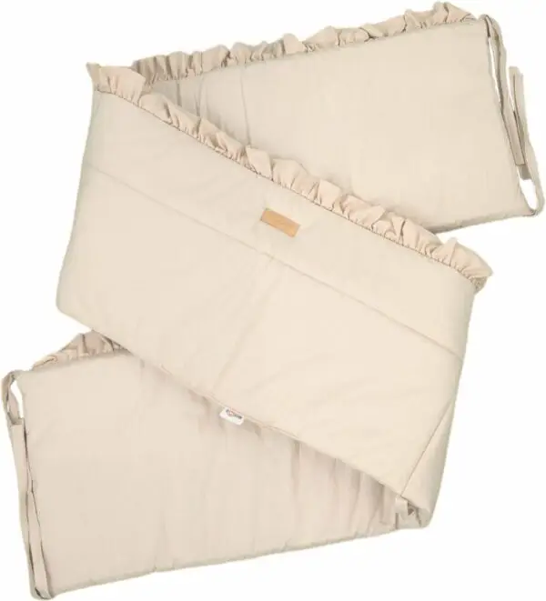 Soosie - Baby Bedomrander - FRILL - Bedbumper - Hoofdbeschermer - 180 x 30cm - Beige - Afbeelding 7