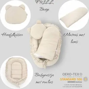 Soosie FRILL Baby Nest Set - Beige (3 in 1)